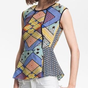Nordstrom Mix Print Peplum Top Size S
